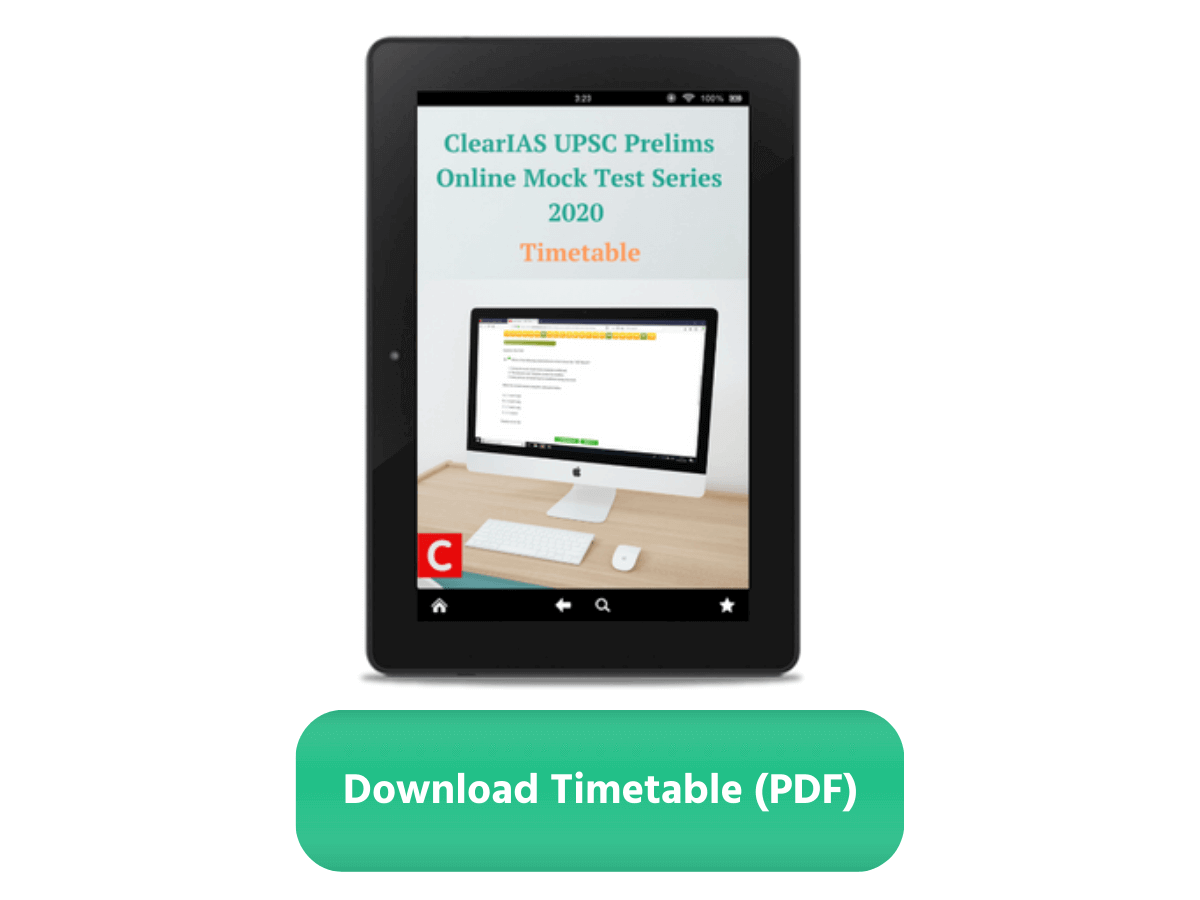 Download ClearIAS Prelims Test Series 2020 Timetable as PDF